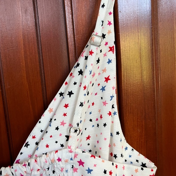 NWT LOFT White Multicolor Stars Twist Open Front Shorts Romper Size 4 - Picture 9 of 12